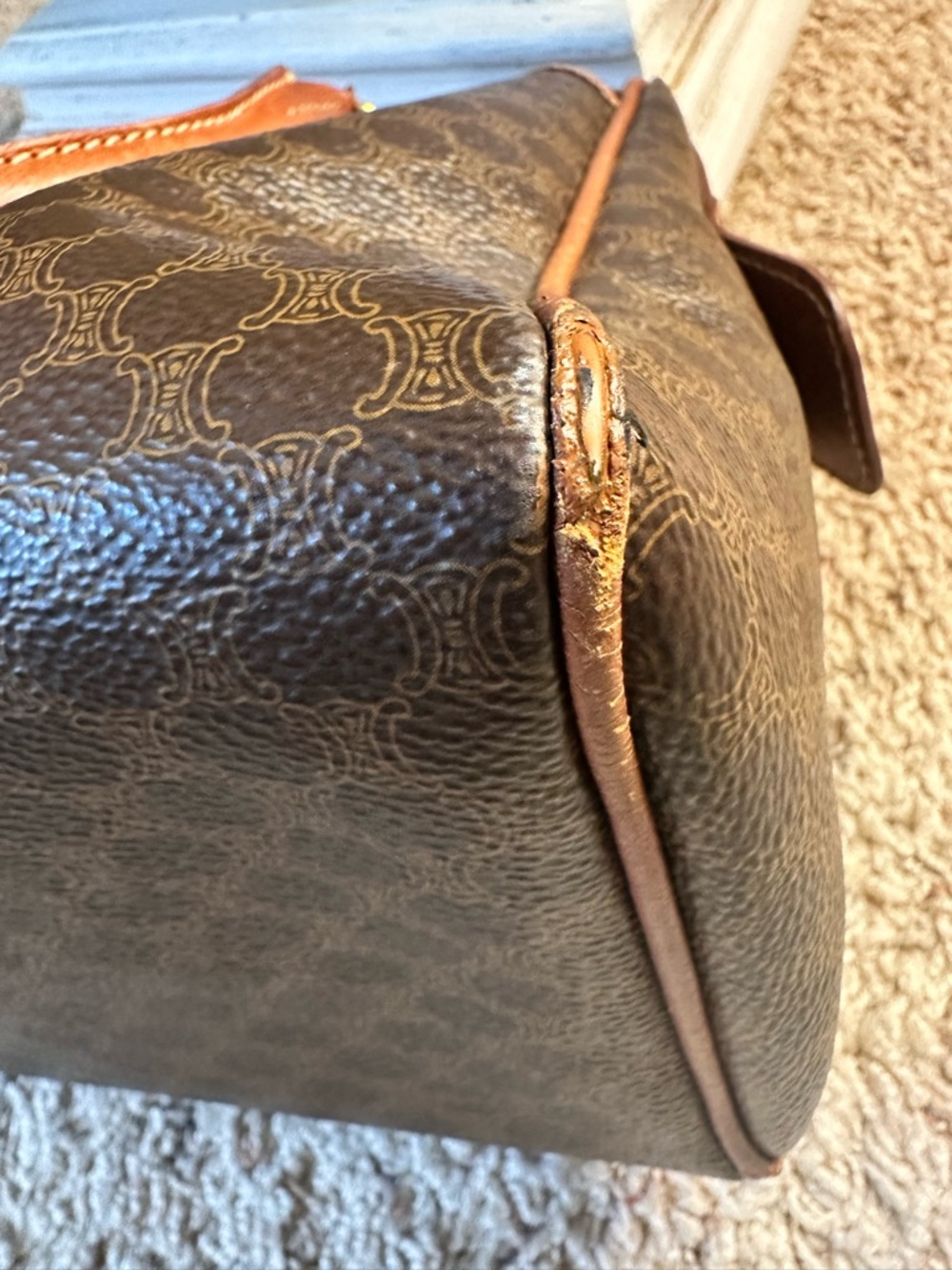 Celine Brown and Tan Macadam Canvas Satchel - Picture 11 of 13